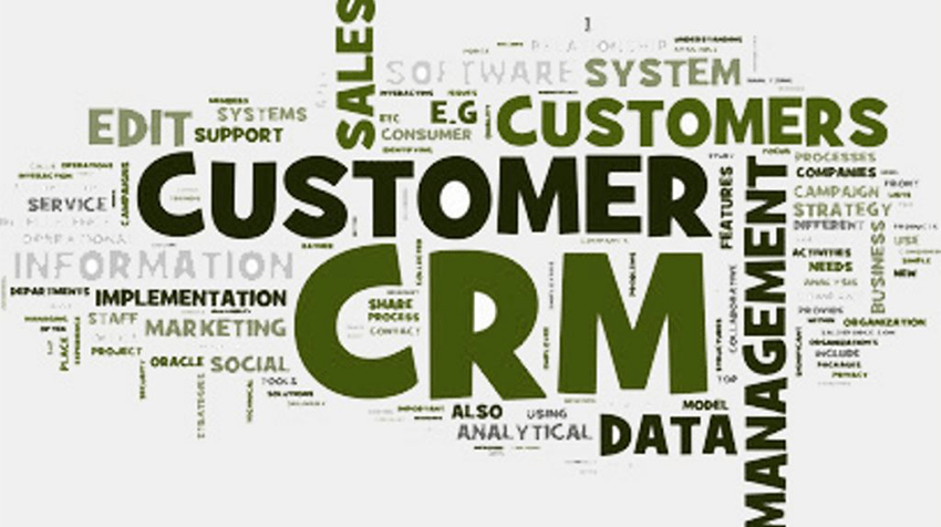 Word cloud with large CUSTOMER and CRM text showing customer data and management concepts for a CRM solution provider and CRM software in Malaysia.
